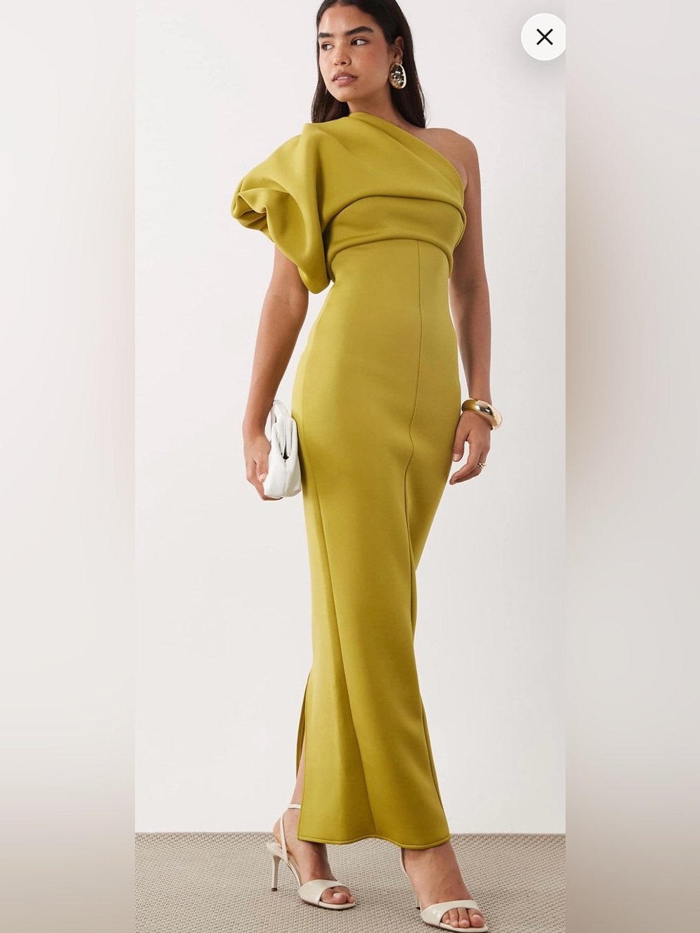 ASOS Olive Green One-Shoulder Maxi Dress